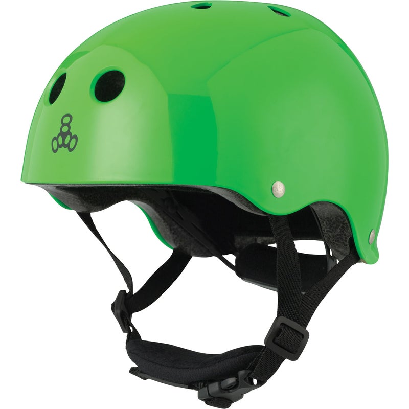 Triple Eight LIL 8 Dual Certified Sweatsaver Kids Skateboard and Bike Helmet with Padded Chin Buckle, Neon Green Glossy, (Model: 3926) - Image 1